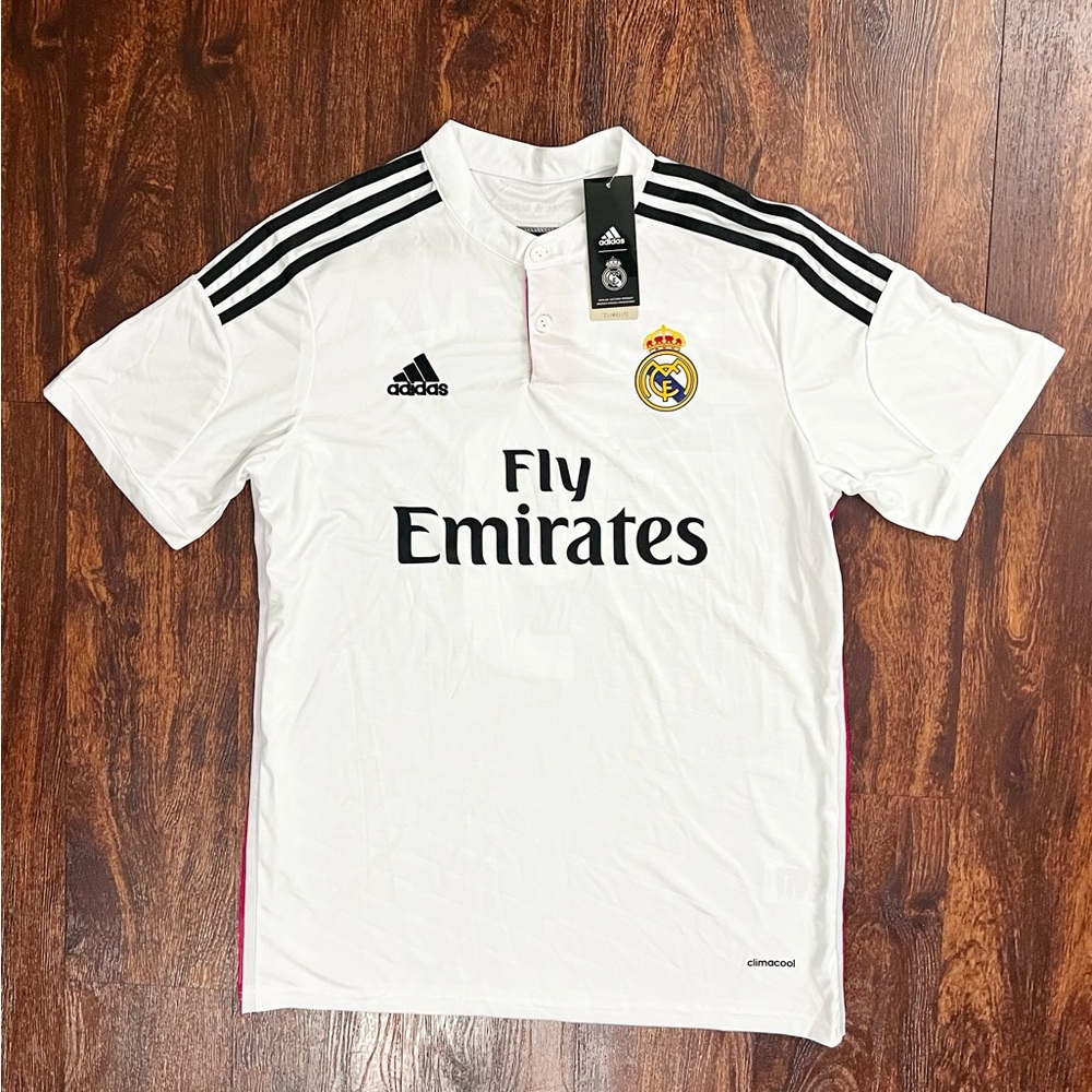 Adidas Real Madrid Karin Benzema soccer Jersey 2014/2015 White Size Large NWT